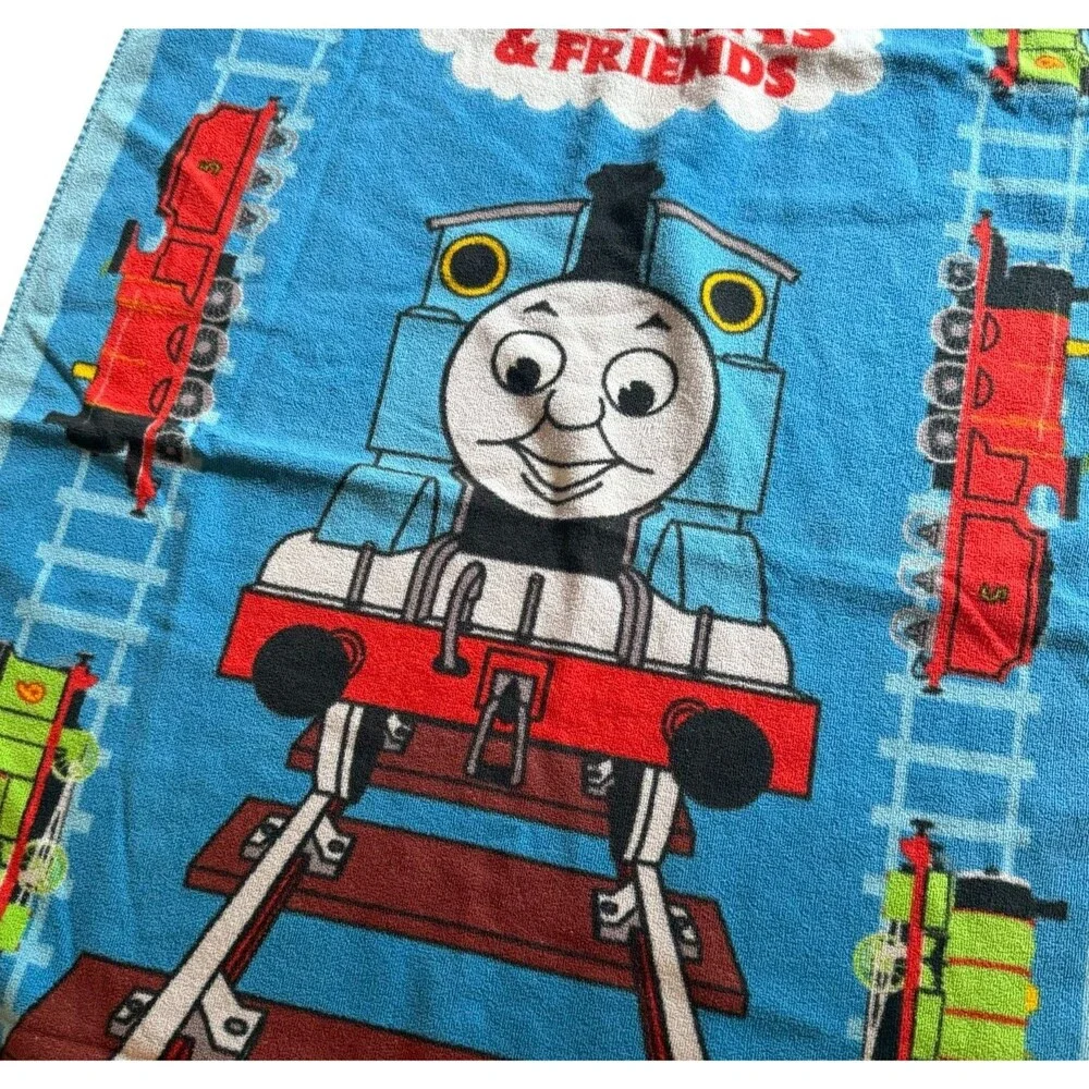 Vintage Y2K Thomas and Friends Beach Towel Thomas the Train Percy Blue Swim Pool